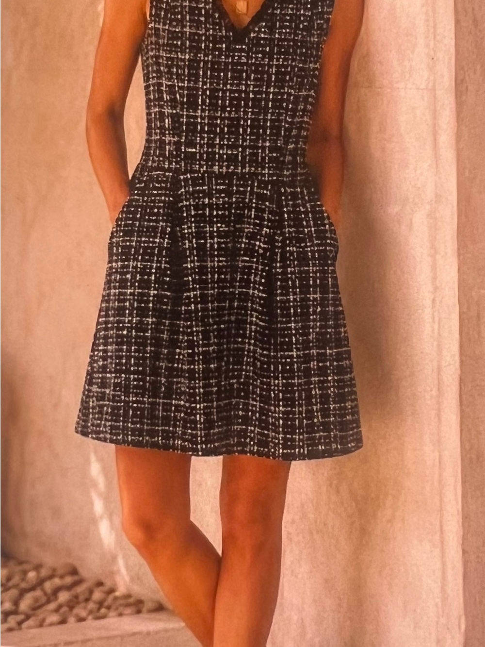 Anthropologie Black and Silver Tweed Dress